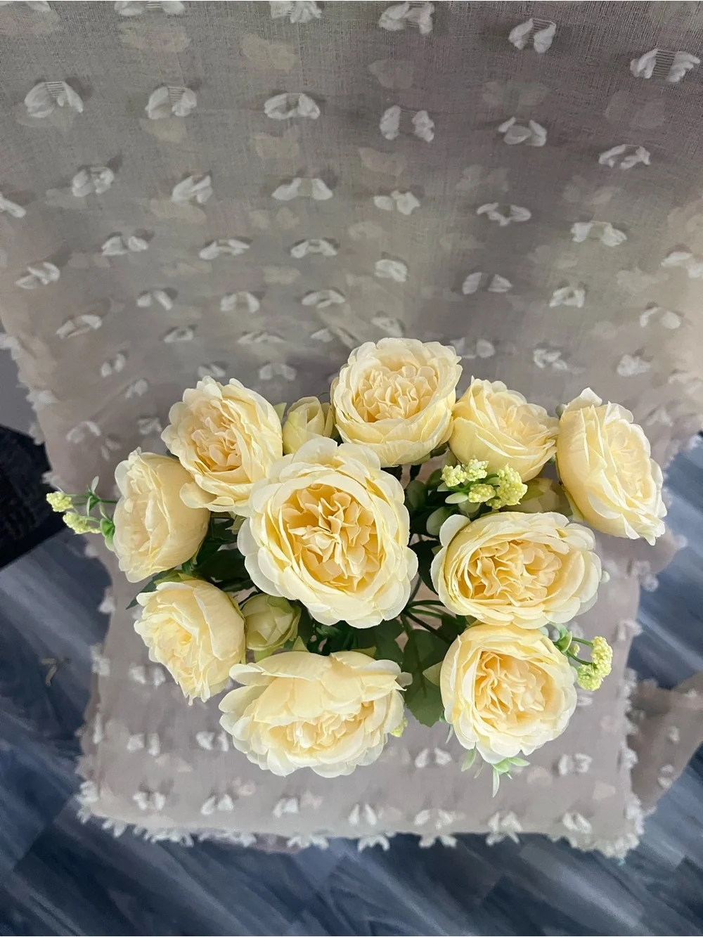 Neutral color cream/tan artificial flowers bouquet